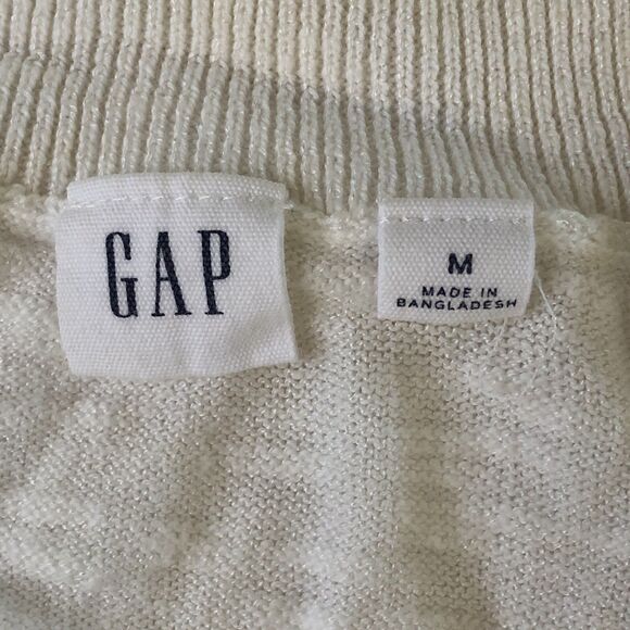 GAP Women’s Open Front Cardigan Snowflake Milk Split Hem Tag Size Medium - Picture 4 of 16